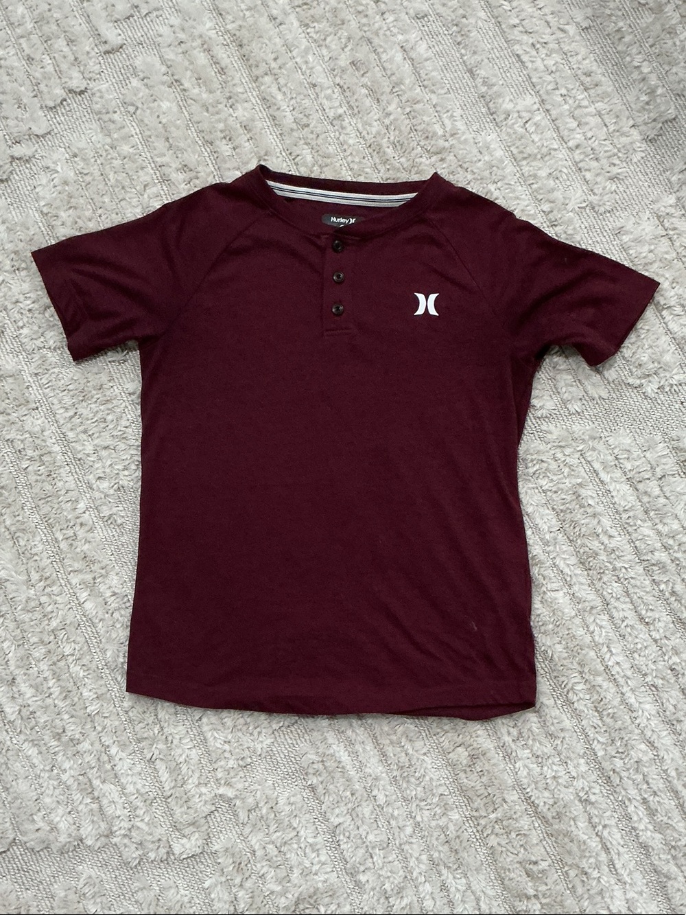 Hurley Maroon Short-Sleeve Henley Tee